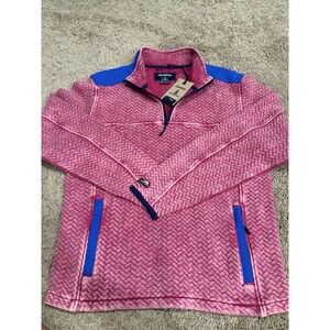 Chubbies The Let Me Pink Blue 1/4 Zip Quilted Jacket Fleece Sweater Men’s M Nwt